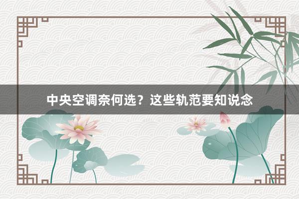 中央空调奈何选？这些轨范要知说念